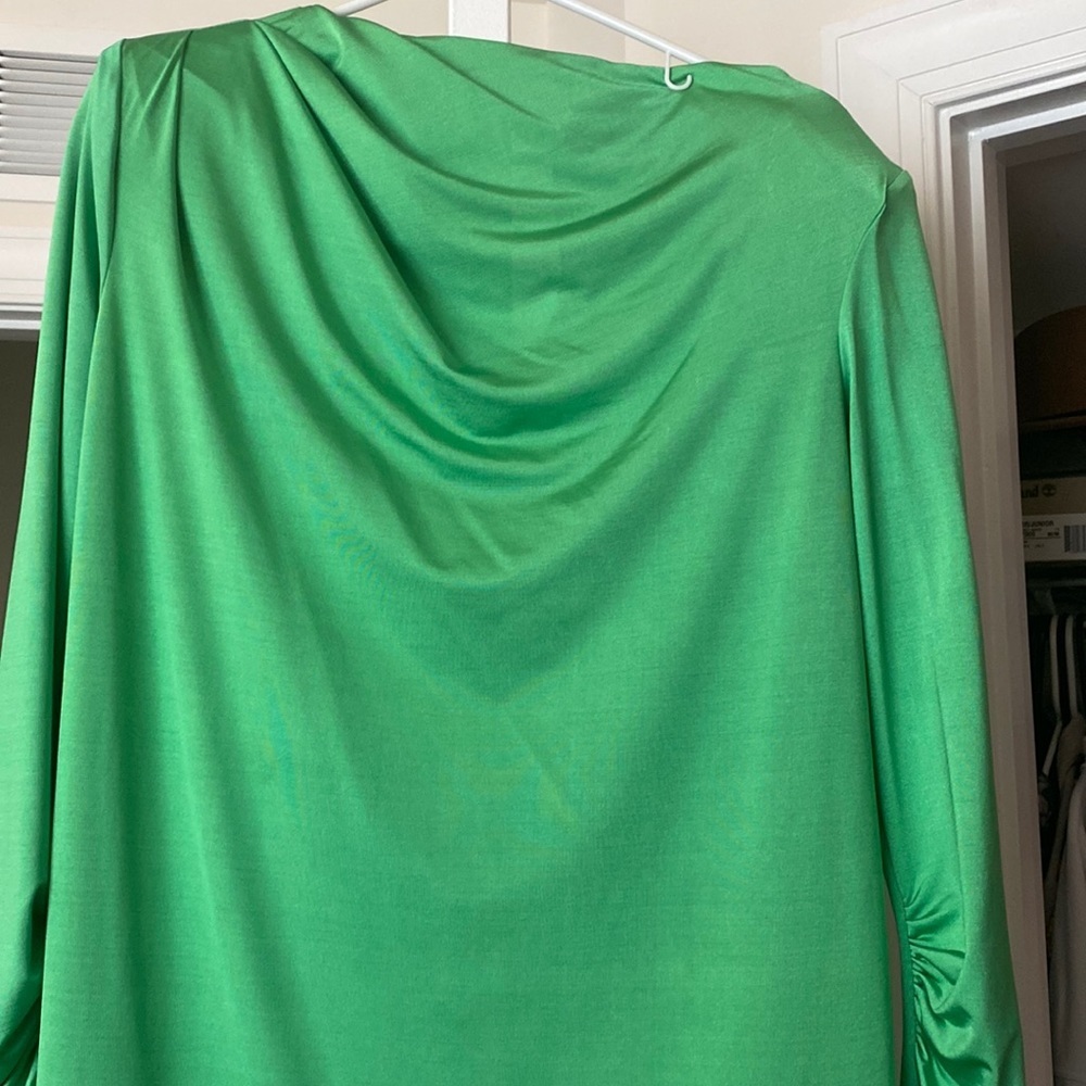 Cowl neck slinky long sleeve padded shoulder mini - Picture 4 of 5